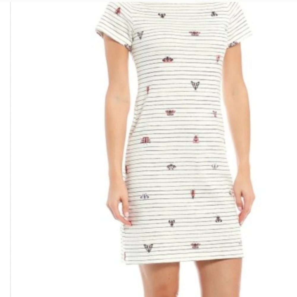 NWT Joules White Stripe Butterfly Moth Dress Size 10